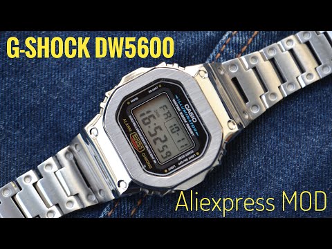 Видео: Стальной браслет для G-SHOCK DW5600 с Aliexpress