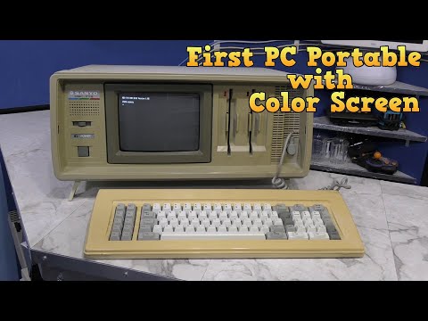 Видео: Sanyo MBC-775 - первый портативный компьютер с цветным экраном.