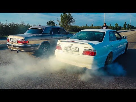 Видео: Сельская ВОЛГА шокировала BMW 5 E60 , TOYOTA CHASER и LEXUS IS на 1 JZ