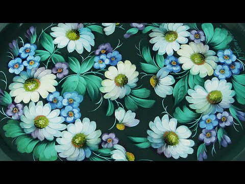 Видео: Жостовский поднос. Роспись ромашек. Мастер-класс от Ларисы Гончаровой