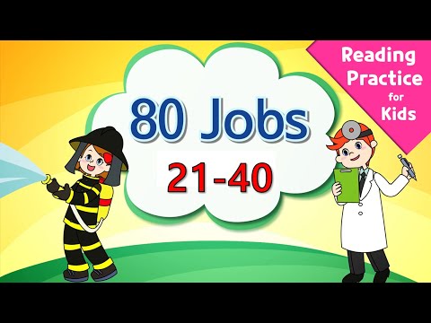 Видео: Легкая практика английского чтения для детей | 80 Jobs 21-40