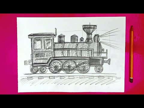 Видео: Как нарисовать ПАРОВОЗ - урок рисования РИСУНОК