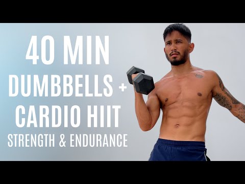 Видео: 40 МИН. ГАНТЕЛИ + КАРДИО HIIT | Сжигание жира по всему телу + Силовая тренировка дома