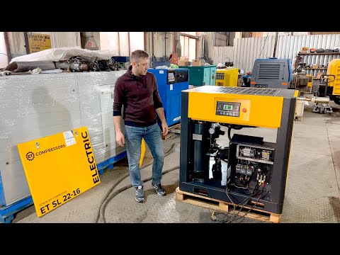 Видео: Обзор винтового компрессора ET-Compressors 22 кВт. Демонстрация работы