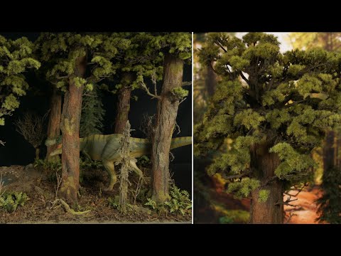 Видео: Создание высоких секвойевых деревьев для ландшафтных пейзажей и диорам — реалистичные модели пейз...