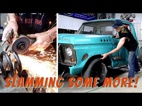 Видео: ОБРЕЗАНИЕ ПЕРЕДНИХ ПРУЖИН ДЛЯ УМЕНЬШЕНИЯ СТОЙКИ FORD F100 (СНОВА!)