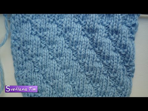 Видео: Простые Узоры спицами для начинающих. Как вязать УЗОР ДИАГОНАЛЬНЫЕ ПОЛОСОЧКИ № 200