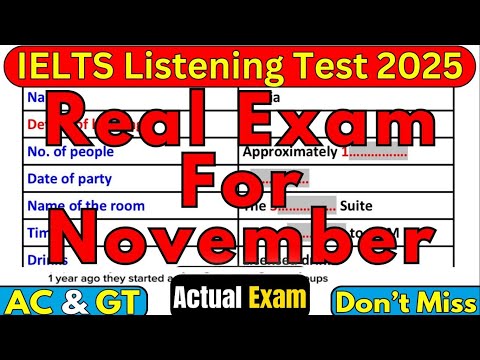 Видео: ТЕСТ IELTS ПО АУДИРОВАНИЮ С ОТВЕТАМИ, НОЯБРЬ 2025 | РЕАЛЬНЫЙ ТЕСТ IELTS ПО АУДИРОВАНИЮ