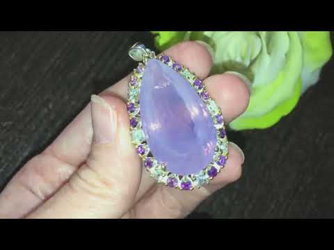 Видео: Серебряный кулон Лавандовый Кварц 50 кт + Топаз + Аметист