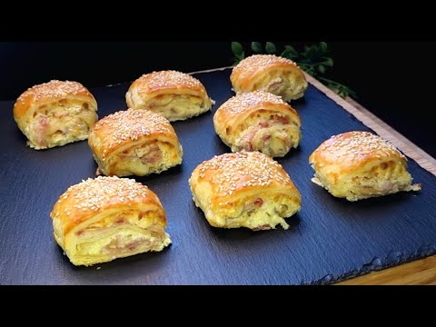 Видео: Быстрый рецепт на ужин - рулеты из слоеного теста с беконом и сыром 🥓🧀