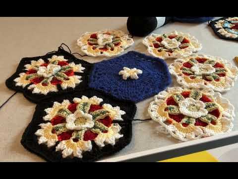 Видео: Потрясающий плед Цветы Фриды 3часть соединение шестиугольников #crochet #вязаниекрючком #