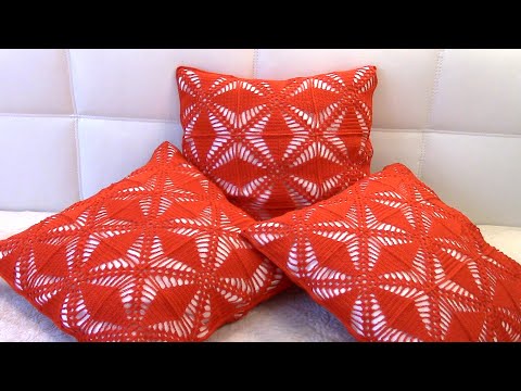 Видео: Подушка крючком/Квадратный мотив крючком