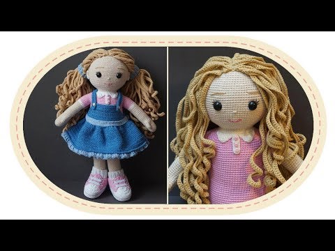 Видео: Вязаная кукла крючком Розали, часть 8 (Волосы, ч.1). Crochet doll Rosalie, part 8 (Hair, p.1).