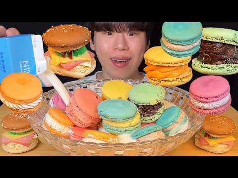 Видео: СУБТИТРЫ) Макарон в молоке мукбанг асмр, корейский десерт макарон мукбанг