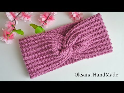 Видео: Повязка на голову крючком. crochet headband