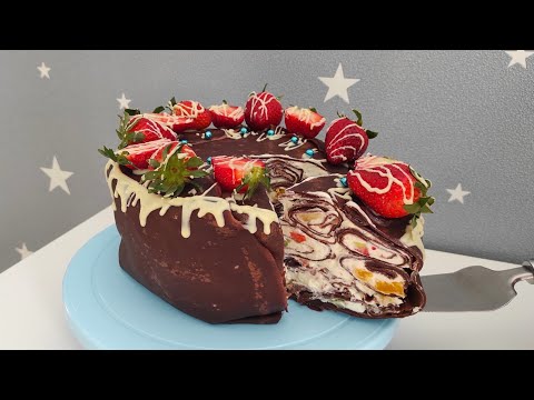 Видео: Потрясающий БЛИННЫЙ торт БЕЗ выпечки. Тонкие шоколадные блины