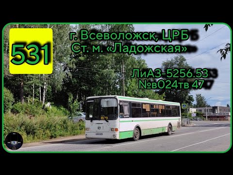 Видео: ЛО, автобус №531 от г. Всеволожск (ЦРБ) до ст. м. Ладожская | ЛиАЗ-5256.53 №в024тв 47