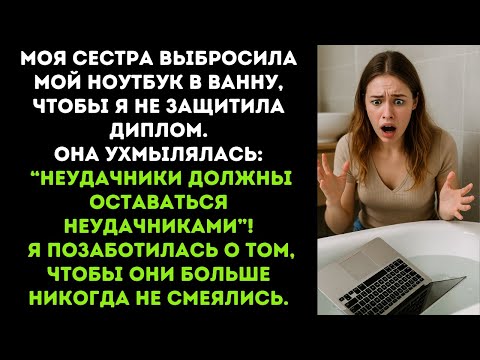 Видео: Моя сестра выбросила мой ноутбук в ванну, чтобы я не защитила диплом. Она ухмылялась