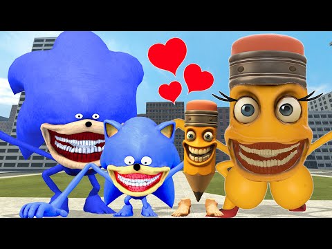 Видео: Семья Shin Sonic Tapes родила новых малышей Pencil Sahur и Baby Sonic в Garry's Mod!!