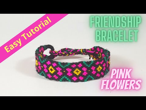Видео: Сделай сам | Как сделать браслет дружбы - 🌺 Розовые цветы 🌺 - Легкое руководство для начинающих