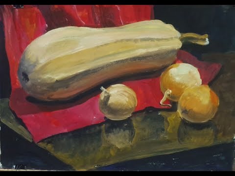 Видео: Андрей Мадекин. Занятие №3. Живопись, гуашь. Пишем кабачок. 4.11.2014