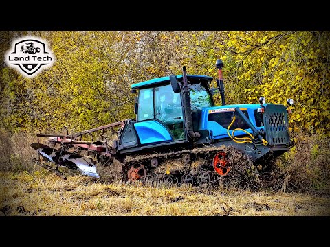 Видео: Новый гусеничный трактор АГРОМАШ-110ТГ на вспашке. Д-260 теперь тянет лучше, чем А-41!