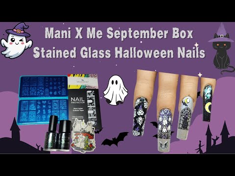Видео: Сентябрьский бокс Mani x Me | Витражный маникюр на Хэллоуин 👻 🦇 🐈‍⬛ | @Maniology #штамповка #mani...