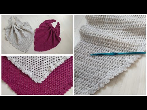 Видео: Теплый бактус / шаль крючком для новичков! Красивая обвязка крючком