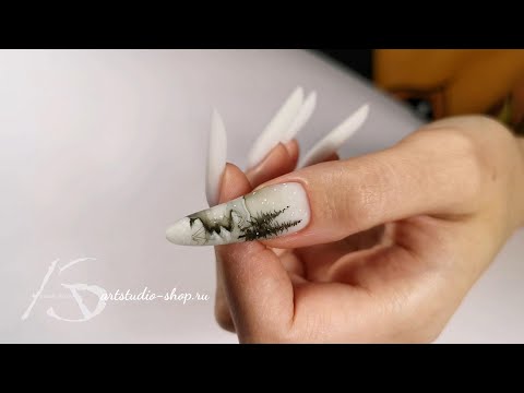 Видео: НОВОГОДНИЙ дизайн ногтей. Молочный, камуфлирующий гель и акварель