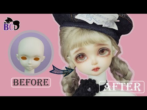 Видео: BJD, рисование лицом вверх, таймлапс [ComBaby Doll DuDu] раскрашивающая кукла, переделка куклы