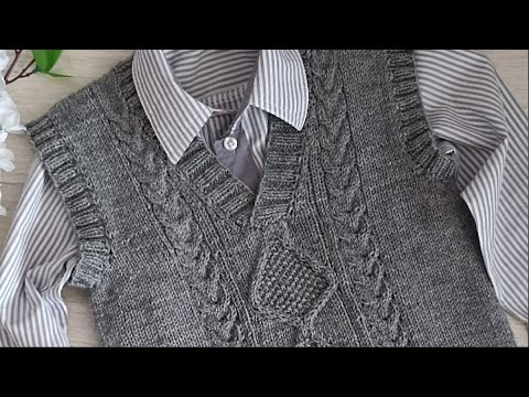 Видео: Жилет для мальчика спицами//Мастер класс