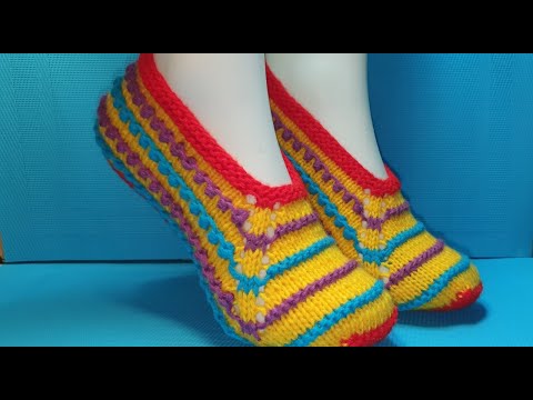 Видео: #455 ЦВЕТНЫЕ ТАПОЧКИ ИЗ ОСТАТКОВ ПРЯЖИ. МАСТЕР КЛАСС.