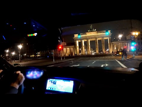 Видео: Просто ночная езда по Берлину | От Бранденбургских Ворот до 200 км/ч на автобане | ASMR 4K