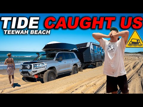 Видео: ОШИБКА НОВИЧКА Буксировка каравана по бездорожью и кемпинг на пляже Тива и острове Дабл-Айленд-Пойнт