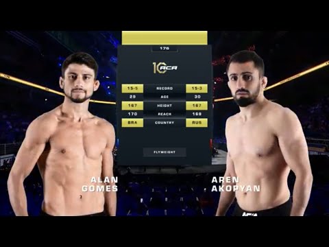 Видео: Алан Гомеш де Кастро vs. Арен Акопян 2 | Alan Gomes vs. Aren Akopyan 2 | ACA 176