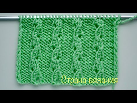 Видео: Узоры спицами. Ажурная дорожка по изнаночному полю. Pattern: openwork path on the back field.