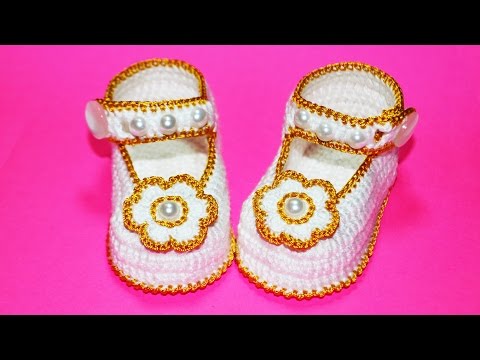 Видео: Пинетки крючком крестильные. МК. DIY booties crochet