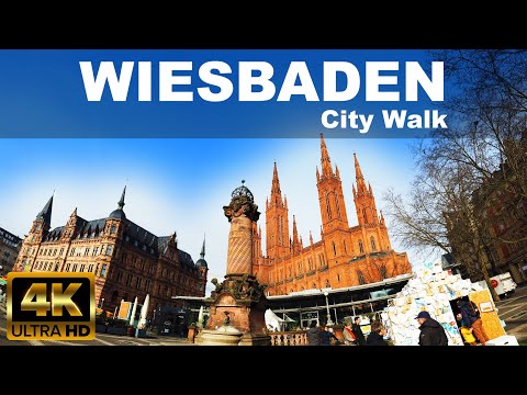 Видео: Висбаден, Германия, улицы Висбадена, 4K UHD, экскурсия по городу, жизнь в Германии