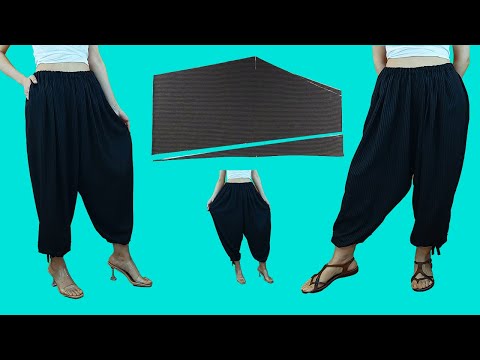Видео: Очень простая модель брюк-шалвар/Раскрой/Шитье с боковыми карманами (подходит для всех размеров)