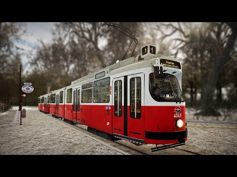 Видео: Старый трамвай с прицепом! Зимний утренний рейс в TramSim на E2!