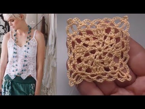 Видео: Как связать майку крючком  Простой  квадрат для летней майки