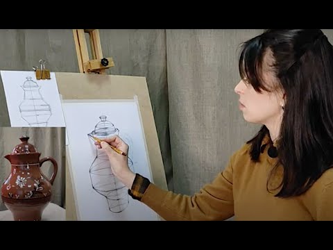 Видео: Тема 7. Рисование предметов сложной формы. Рисуем кувшин.
