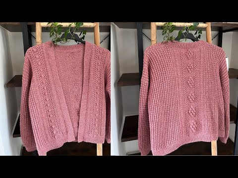 Видео: Узор для кардигана с помпоном крючком