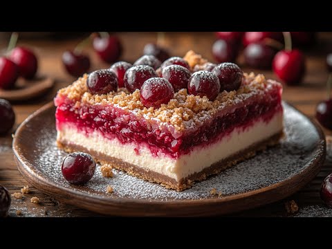 Видео: Вишневый чизкейк с крошкой – Легкий рецепт выпечки