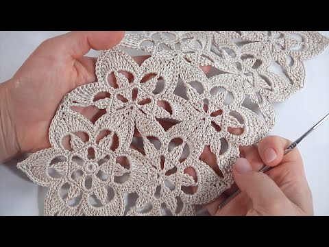 Видео: Очень Красивая Цветочная ЛЕНТА крючком/Нежная Широкая Лента в технике Ленточного  Кружева
