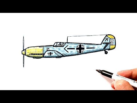 Видео: Как нарисовать истребитель Мессершмитт Bf 109