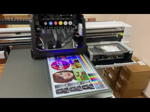 Видео: УФ принтер FS-6090uv с печатающими головками Ricoh G5i и системой отрицательного давления