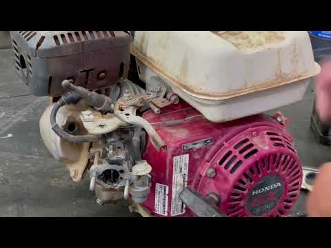 Видео: Перекачивающий насос с двигателем Honda GX 200: работает только при полностью открытой заслонке