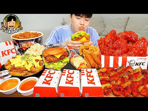 Видео: ASMR MUKBANG | Хрустящая жареная курица KFC, Чизбургер, сырная палочка рецепт ! принимать пищу