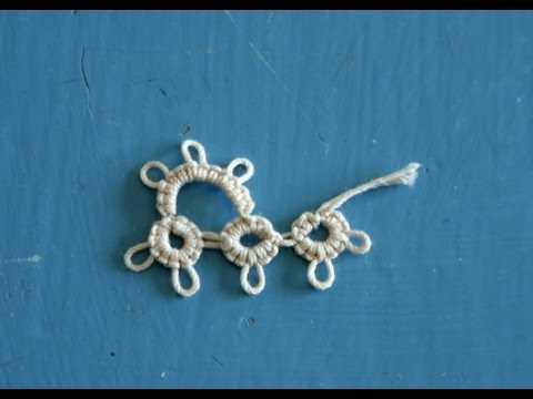 Видео: Фриволите с иглой — разъёмное кольцо (SR.) сбоку и имитация пико (p) в фриволите с иглой от Rusti...